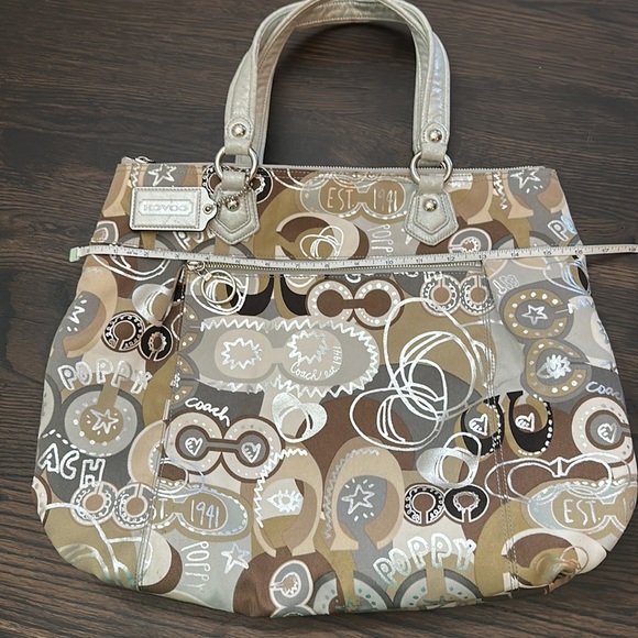 Coach Poppy Khaki Silver Multicolored shoulder bag - Picture 4 of 12